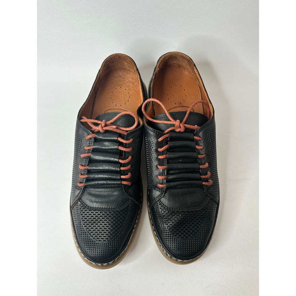 Cools 21 Women's Oscar Hidden Lace Perforated Leather Sneakers  Black  US 8.5